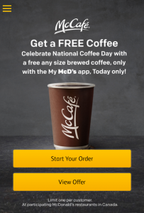 Free McDonald’s coffee