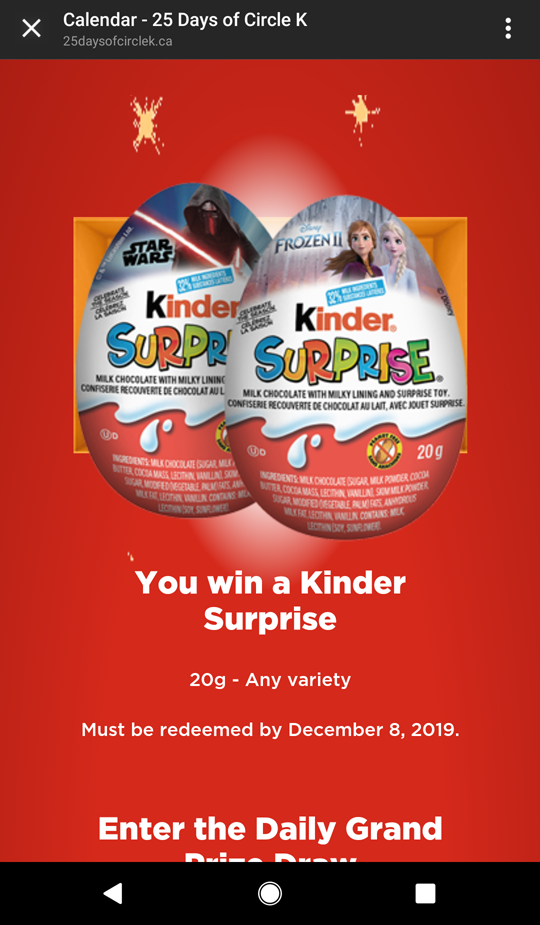 Kinder Surprise win